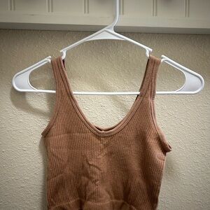 Urban Outfitters Brown Fitted Ribbed Tank Top